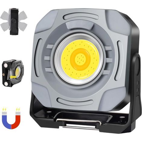 Foco LED recargable，luz de trabajo LED de 1500 lúmenes，7 modos de iluminación，batería recargable de 4000 mAh，ideal para acampar (1/5)