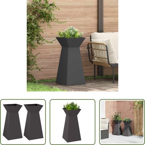 Gartenplanter - Säulen Pflanzer 2 pcs Schwarz 35 x 35 x 73 cm (1/5)