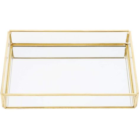 Make-up-Organizer, Schmuckablage, Kosmetikaufbewahrungsbox, Messingbeschlag mit handgeschweißtem Floatglas für Schmuck, Schmuckstücke, Ohrringe (S) (1/5)