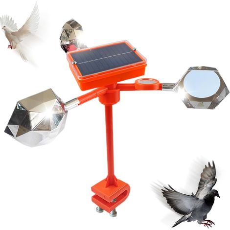 Dispositif Anti-Oiseaux Réfléchissant  Solaire Anti-Animal avec Réflecteurs  Extérieur Résistant Intempéries pour Pigeons Pics Moineaux sur Pelouse Toit Terrasse (1/5)