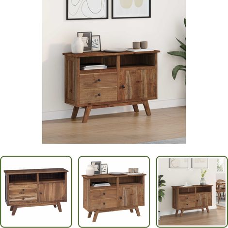 Teakholz - Sideboard mit Schubladen Natur 100 x 30 x 68 cm Massivholz Teak (1/5)
