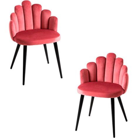 Packs Sillas Comedor - Pack 2 Sillas Hand Terciopelo Patas Negras - Rosa (1/5)