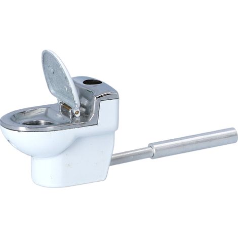 Porta cigarrillos metálico con forma de inodoro - Blanco (1/2)