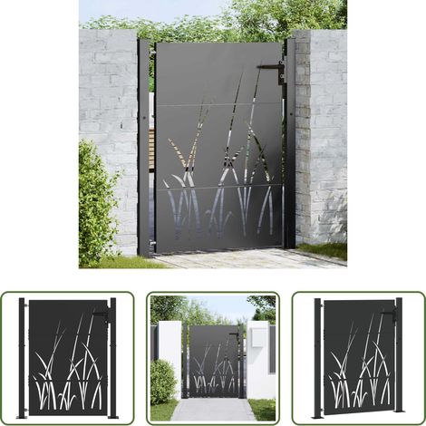 Portail de jardin - Porte de Jardin Noir 100 x 125 cm Acier peint par poudre (1/5)