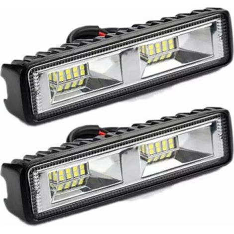 2 x phare de travail LED 12V 24V Feu de Travail 16 LED 48W, Lumières de travail hors route profondeur étanche IP67 pour tracteur de moto voiture camions ATV SUV (48W) (1/5)