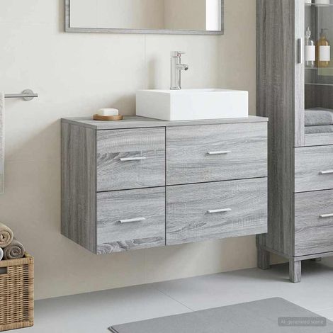 Beyamis Ensemble de meubles de salle de bain 2 pièces gris (1/5)