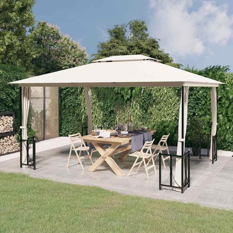 Tonnelle avec parois et toit double 3x4 m Crème (1/5)