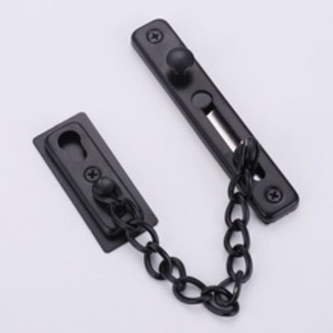 Chaîne de sécurité Chaîne de Porte en Acier Inoxydable Chaînes de Porte de Sécurité avec Vis et Colle à Clous pour Portes et Fenêtres pour Appartements, Hôtels et Maisons (Noir) (1/5)