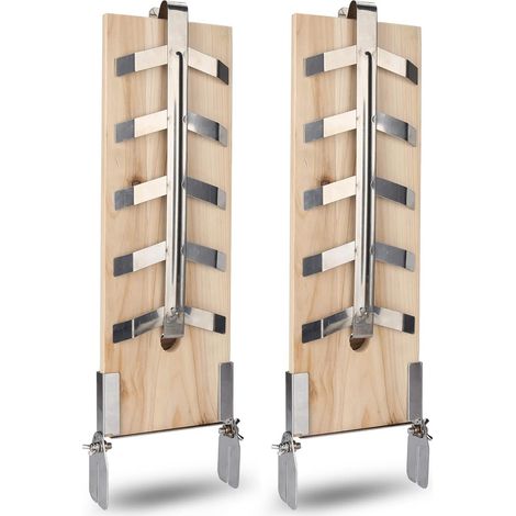 Lot de 2 Planches à saumon, Support réversible 5 niveaux, Bois de cèdre naturel, Pour barbecue extérieur (1/5)