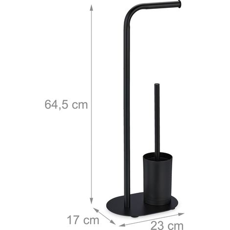 Portascamosso WC moderno portascopino e portarotolo 15 x 17 x 40 cm igienico elegante in acciaio inossidabile nero 130015447