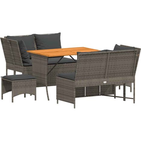 Maison Exclusive - 5-tlg. Garten-Sofagarnitur mit Kissen Grau Pol