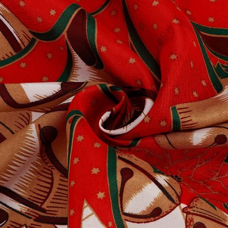 Nappe de table décorative de Noël en polyester imprimé anti-taches pour la cuisine et les fêtes à la maison. Clochette. (1/5)