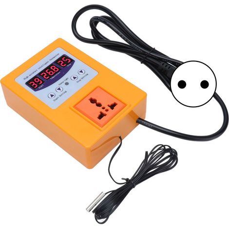 Thermostat numérique avec capteur, alimentation AC110-240V, prise européenne standard, orange (1/5)