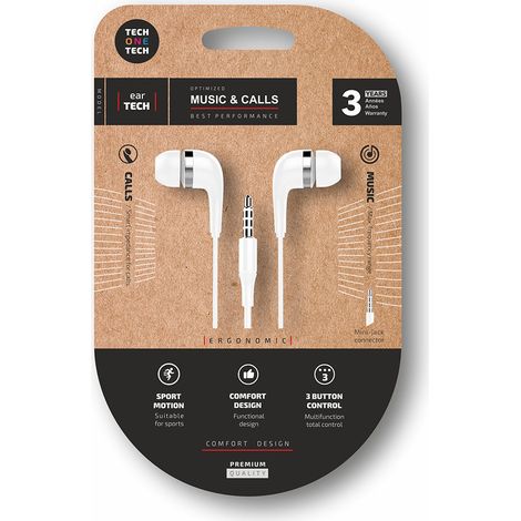 écouteurs Eartech Mini-jack Blancs Connectivité Universelle Mini-jack 3.5mm - Tech One Tech