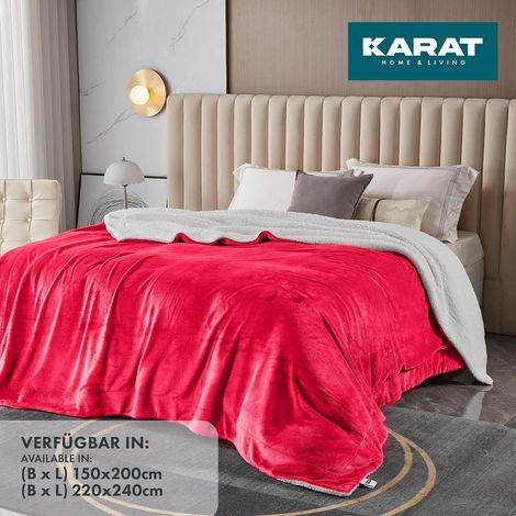 Plaid Douillet Glory, Couverture Polaire certifié Oeko-Tex, Double face, Rouge 220 x 240 cm (1/4)