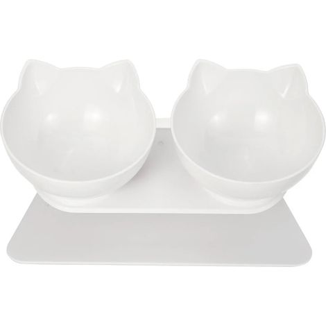 Bol Alimentaire Pour Chat - Bol Double Incliné 15° - Support Surélevé 8 cm - En Polycarbonate Et ABS - Pour Chats À Museau Plat - 2 Pièces (1/4)