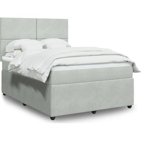 vidaXL Sommier à lattes de lit et matelas Gris clair 160x200cm Velours