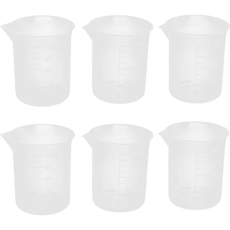 MINKUROW 6pcs 100ml Misurini In Plastica Bicchieri Di Graduazione Contenitori Liquidi Trasparenti Da Laboratorio (1/5)