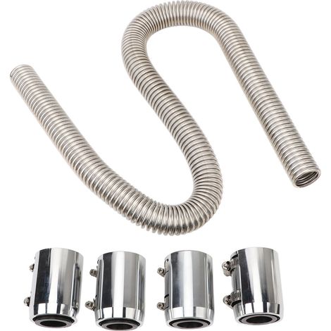 Kit de tuyau d'eau de refroidissement Flexible pour radiateur de 48 pouces, ensemble de Dissipation universel en acier inoxydable résistant à la chaleur avec 4 bouchons argent. (1/5)