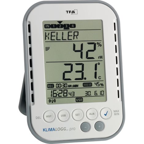 Termoigrometro strumento di misurazione 0°C/50°C, aria 1-99% H137xL98xP26mm Ku.