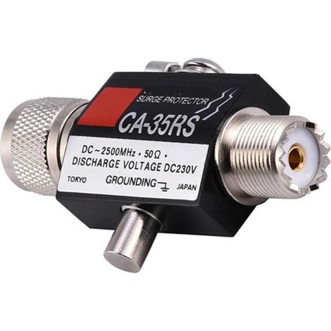 Protector contra sobretensiones para rayos, conector macho a hembra para antena, pararrayos CA-35RS, pararrayos coaxial, 77 mm de ancho × 41 mm de alto × 21 mm de profundidad. (1/5)