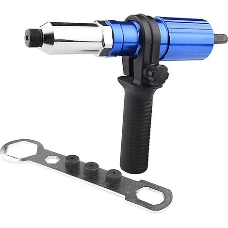 Adaptateur Riveteuse Kit d'adaptateur de Pistolet à Riveter pour Perceuse électrique sans Fil, Pistolet à Riveter électrique Rivetage Outil Bleu (1/5)