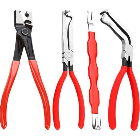 Electrical Disconnect Pliers (Set of 4) - Carbon Steel Electrical Connector Repair Tool for Automobiles, SUVs and Cars, Red