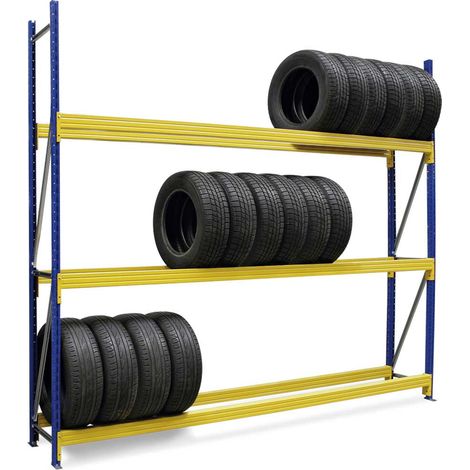 BRB Profi Reifenregal, BxTxH 3080x400x2500 mm, Fachbreite 3 mm, Tragkraft je Fach 775 kg (1/2)