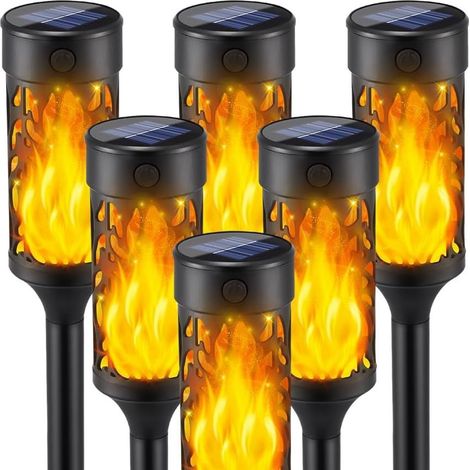 Lampe solaire à effet flamme pour jardin, étanche, à enfoncer dans le sol pour extérieur