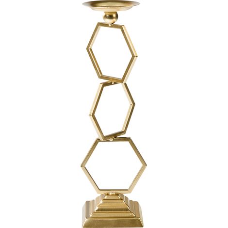 Candelero de hierro para velas de pilar estilo tradicional dorado Ardee