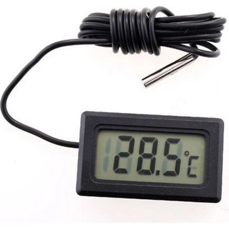 Mini Digital LCD Thermomètre Température avec Sonde de Température Capteur Testeur (4X Noir)48x28mm (1/5)