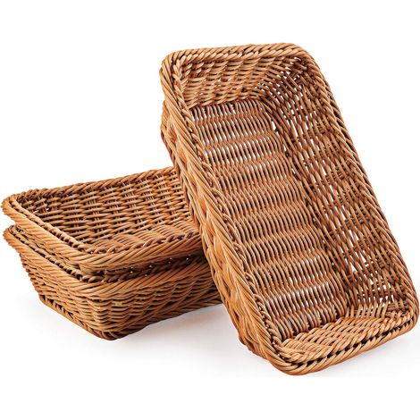 Lot de 3 paniers tissés en poly-osier pour le stockage du pain, pour la nourriture, les fruits, les légumes, le service, le restaurant, la maison et la cuisine (1/5)