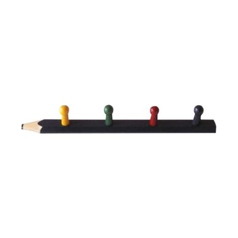 Ouvre&Déco – Porte-manteau mural enfants en bois laqué bleu – 4 têtes multicolores – Fixation murale – Décoration chambre ludique