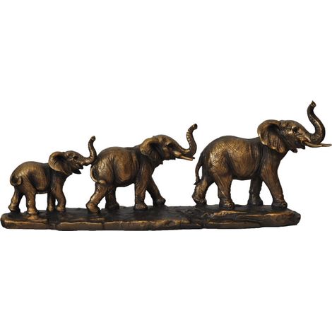 Déco famille 3 éléphants dorés 41x10x17cm (1/2)