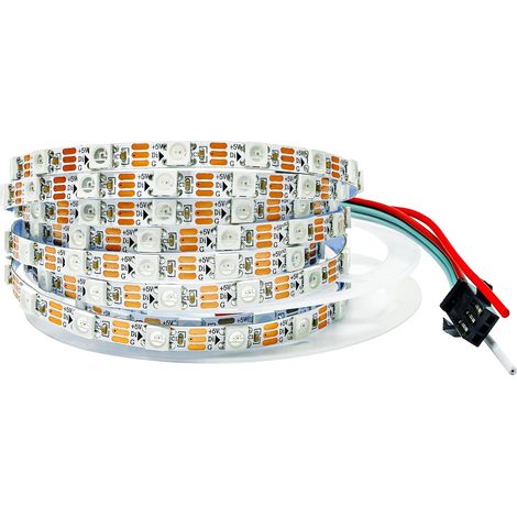Ruban LED 5V, 5mm de large ultra fin RGB Bande de Pixels 2m 5050 120 LEDs IP30 PCB Blanc Couleur Complète Adressable Individuellement Bande pour DIY Publicité Décoration (1/5)