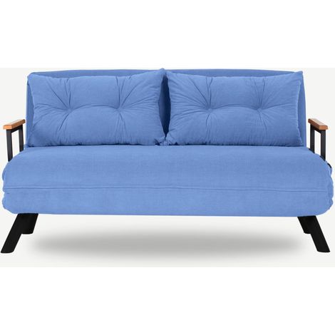 Canapé convertible 2 places tissu bleu Sylvano 133cm (1/5)