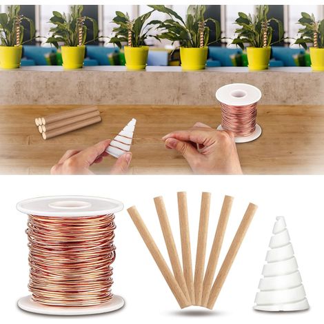 Alambre de cobre puro, con dispositivo de bobinado de Fibonacci para jardinería de electrocultivo, estaca de jardín de electrocultivo para cultivar plantas y verduras de jardín, calibre 16, 39 m, 0,5