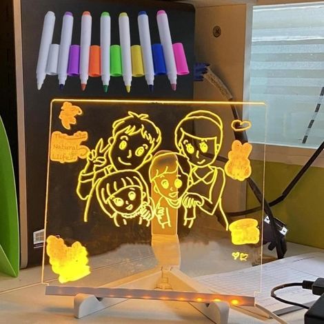 15 cm x 15 cm große LED-Notiztafel mit Farben für Kinder, Acryl-Whiteboard mit Beleuchtung, LED-Notiztafel mit Farben (1/4)