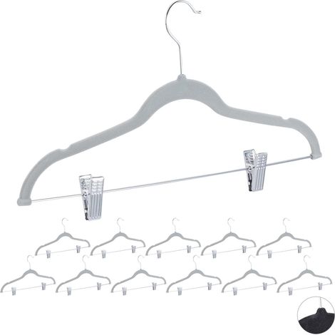 Percha de terciopelo con pinzas, juego de 12