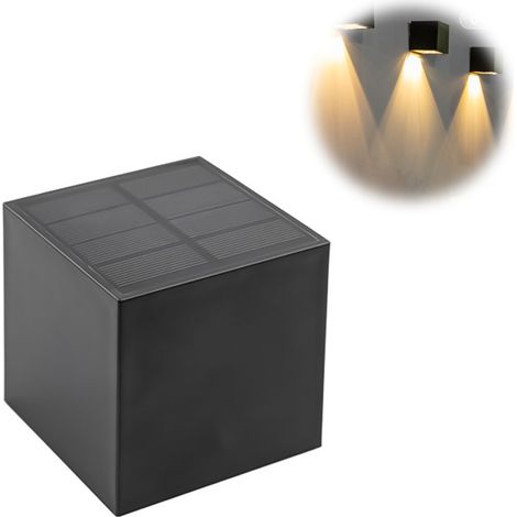 Applique murale carrée à LED solaire, applique décorative d'extérieur à lumière chaude, applique étanche, applique de jardin (1/5)