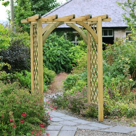Zest Horizon Wooden Garden Arch Pergola Plant Support Trellis PEFC Wood (1/5)
