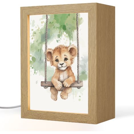 LAMPE DE CHEVET POUR ENFANT Lion - Animal - Enfants - Jungle 15x20 cm
