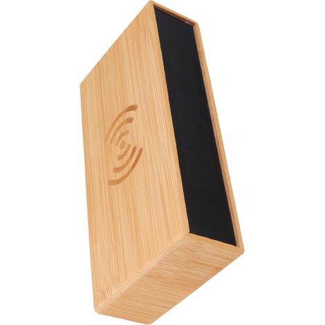 Réveil numérique en bois, rechargeable sans fil, multifonction, élégant et raffiné, en bambou avec LED. (1/5)