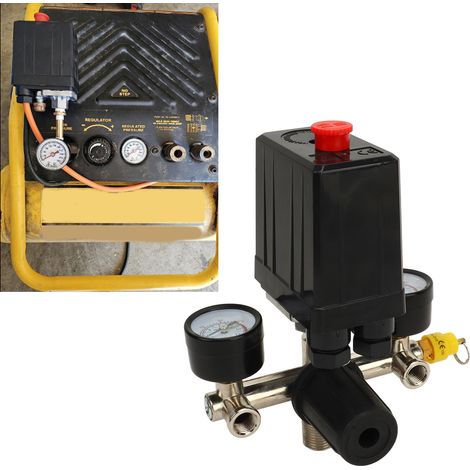 Das Luftkompressor-Set beinhaltet ein CE-Ventil, ein NIFA-Ventil, ein Manometer aus Eisen mit schwarzer Kappe und einen amerikanischen Schnellanschluss aus Messing. (1/5)