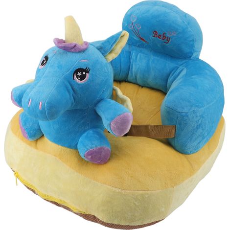 Chaise d'apprentissage anti-chutes, angle réglable, portable et sûre, siège de soutien pour bébé en peluche ultra douce, bleu cheval (1/5)