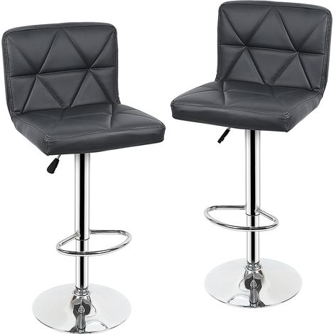 SiFree® Ensemble de 2 chaises de Bar, Tabourets de Cuisine Modernes à Hauteur réglable, avec Dossier Chaise d'îlot de Cuisine pivotante en Simili Cuir (Gris)