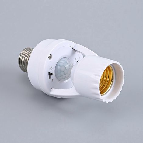 Douille E27 à détecteur de mouvement, adaptateur pour lampe LED, culot E27 à détecteur de mouvement PIR pour cage d'escalier, garage, couloir