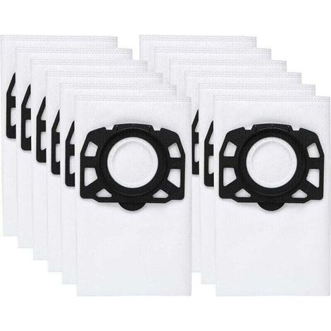 Packung mit 12 KFI 487 Filterbeuteln, Staubsaugerzubehör für Kärcher WD4, WD5, WD6, MV4, MV5, MV6, WD4.000, WD5.999, 2.863-006.0