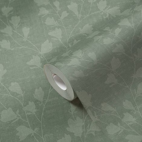 A.S. Creation Nara 387473 Vliestapete Blumenoptik 10.05 x 0.53 m Grün Wohnzimmer Schlafzimmer Flur Küche Esszimmer Badezimmer Bad Arbeitszimmer Büro Diele (1/5)