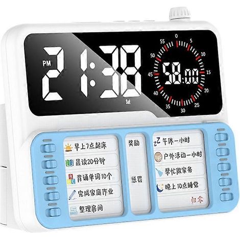 Visueller Timer für Kinder, Erwachsene und Kleinkinder mit Planungstafel und Countdown zur Zeit- und Terminplanung (blau). (1/5)